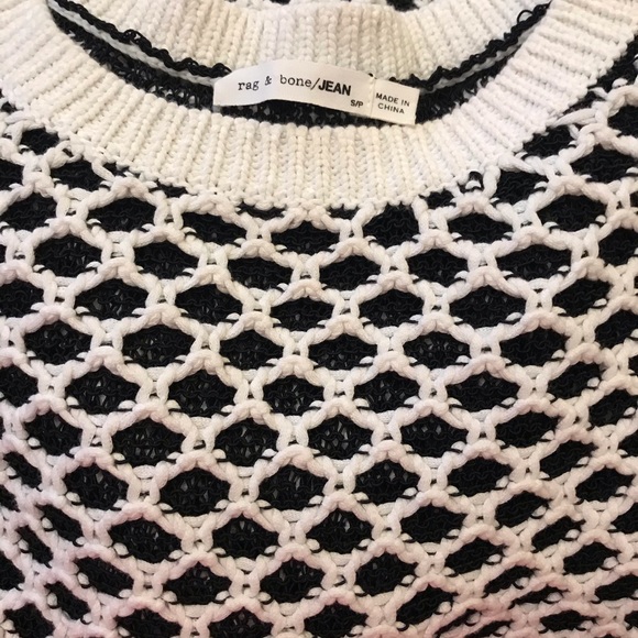 Rag & Bone Taryn Crochet Mesh Black White Sweater - Picture 7 of 9